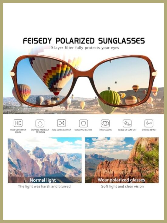 Polarized Square Sunglasses UV400 Protection for Women main image 4